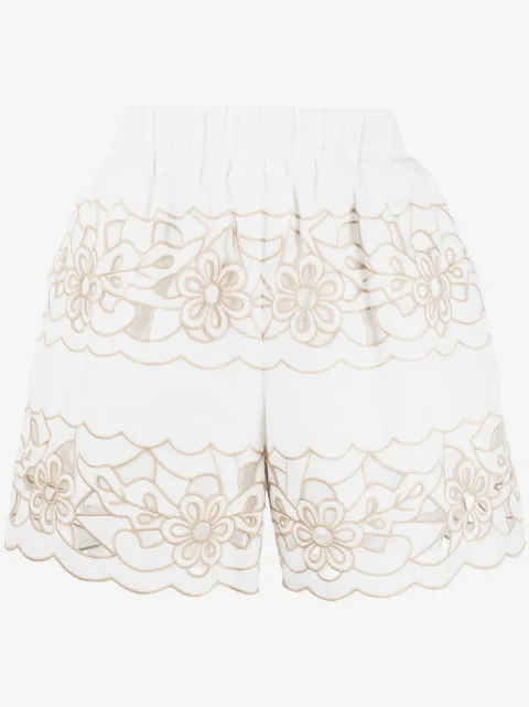 RED Valentino floral embroidered high-waisted shorts