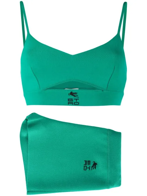 Ensemble short-brassière en maille fine à logo brodé - ETRO - Modalova