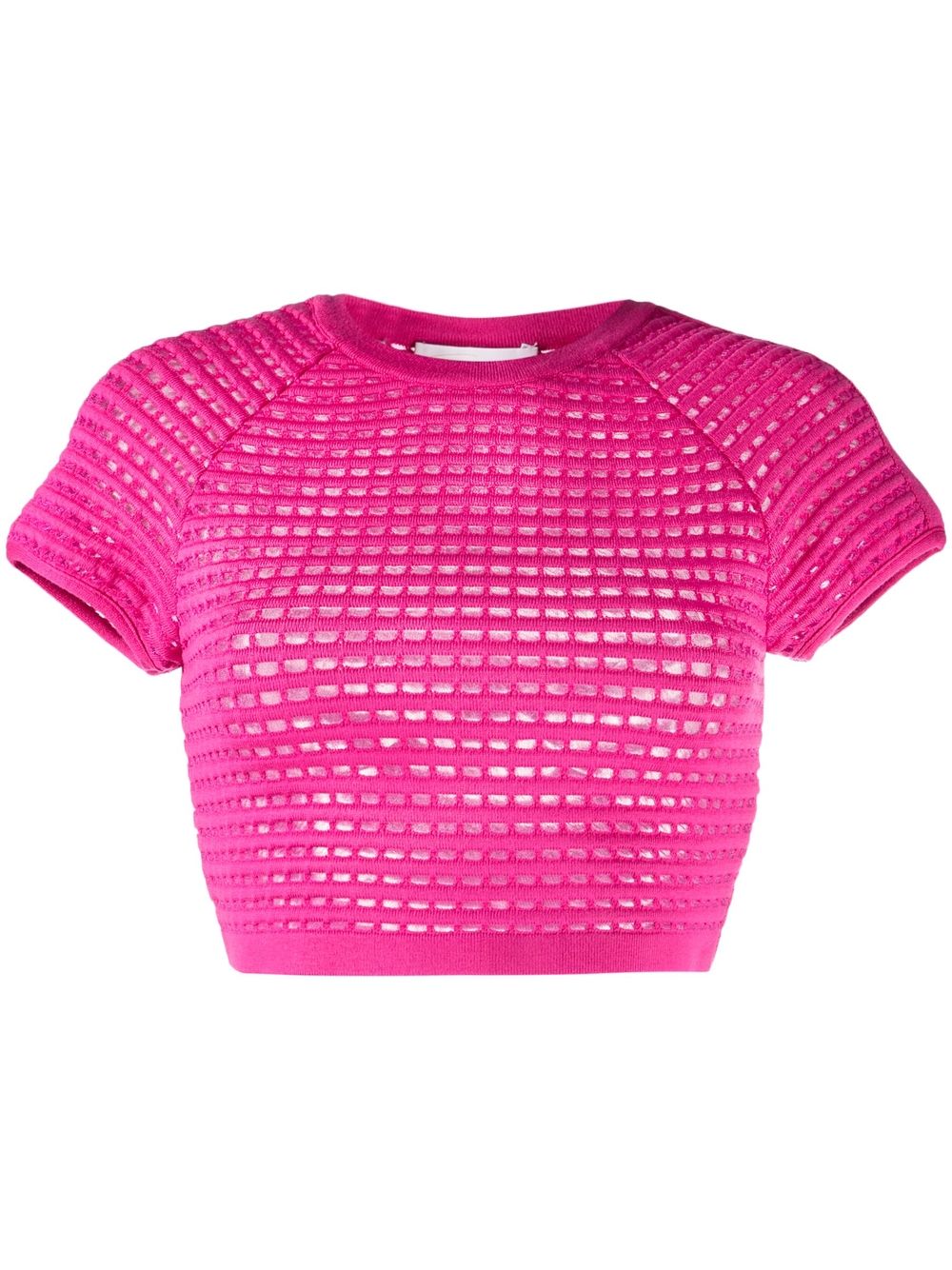 Genny open-knit short sleeve top - Pink