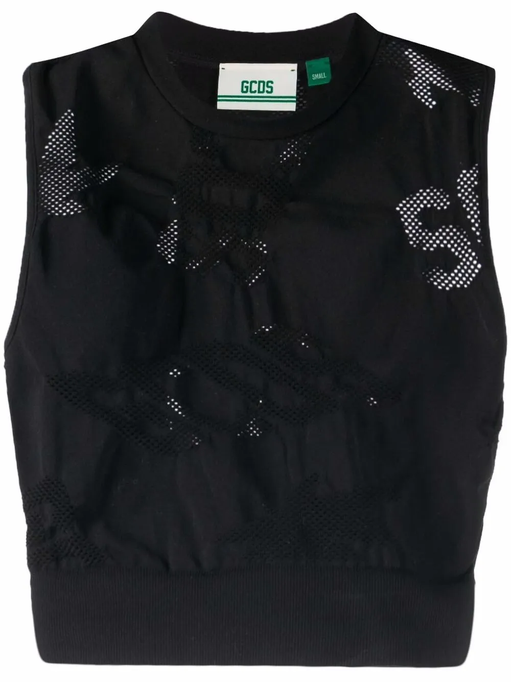 

Gcds perforated logo cropped tank top - Black