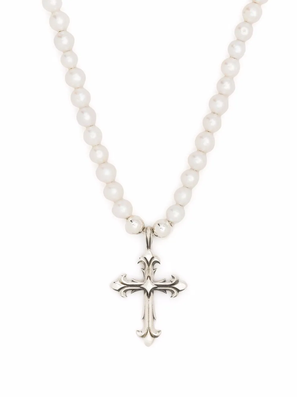 Pearl necklace store with cross pendant