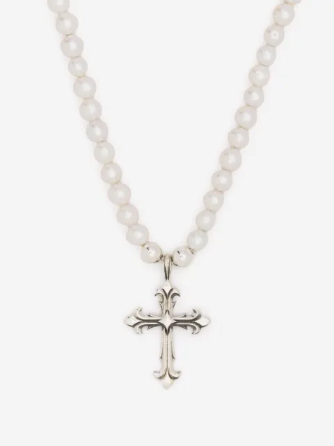 Emanuele Bicocchi Pearl Necklace With Cross