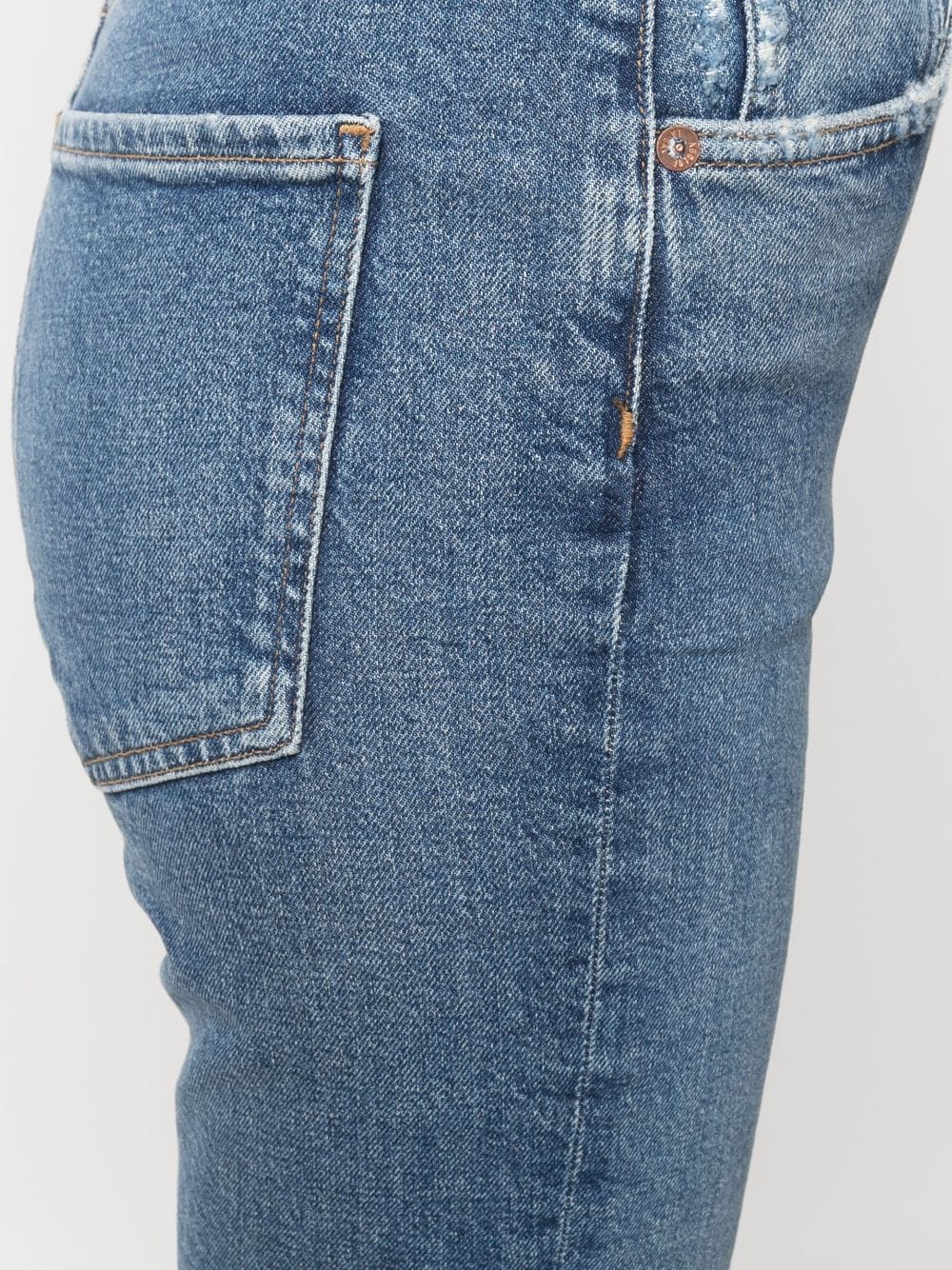 Shop Agolde Cropped Denim Jeans In Blue