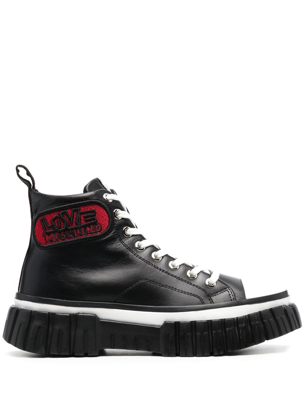 

Love Moschino tenis con agujetas y parche del logo - Negro