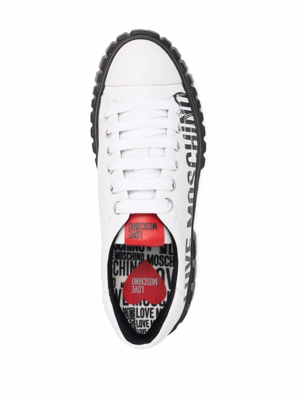 Shop Love Moschino Logo-print Low-top Sneakers In White