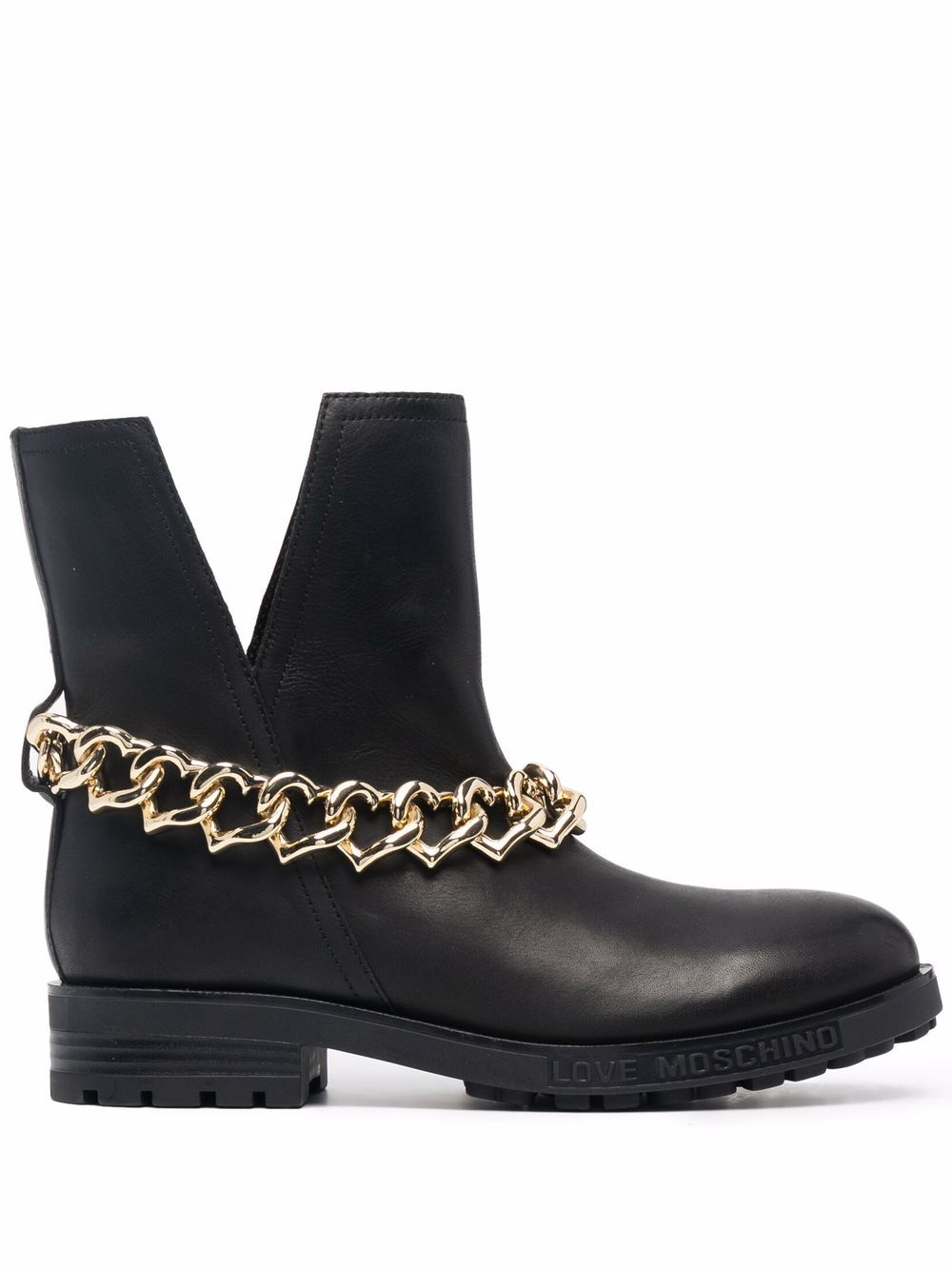 

Love Moschino botines con detalle de cadena - Negro