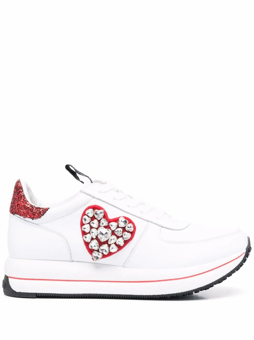 

Love Moschino tenis con detalles de cristal - Blanco