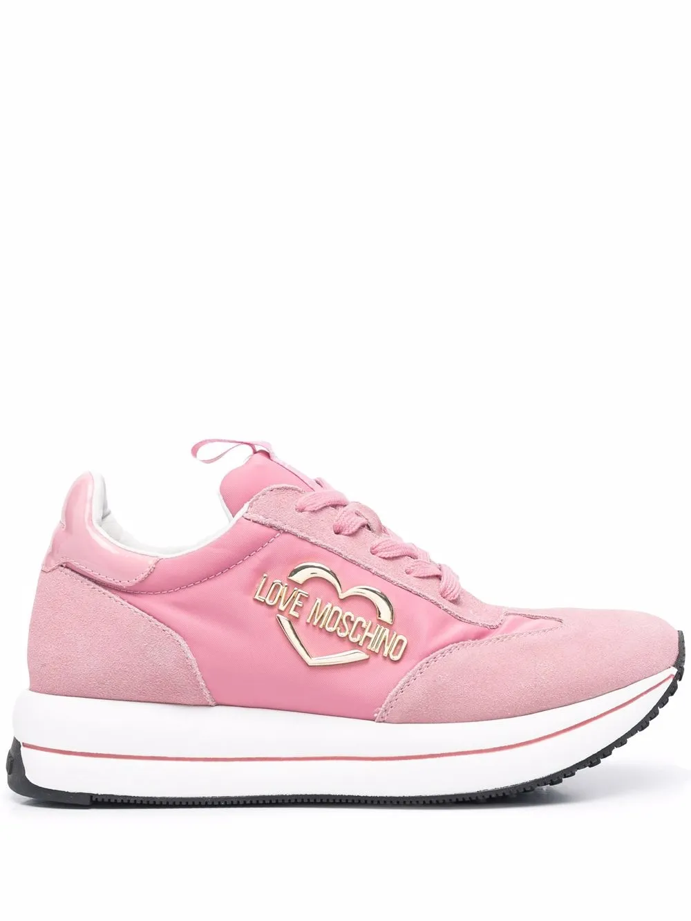 

Love Moschino logo-plaque lace-up trainers - Pink