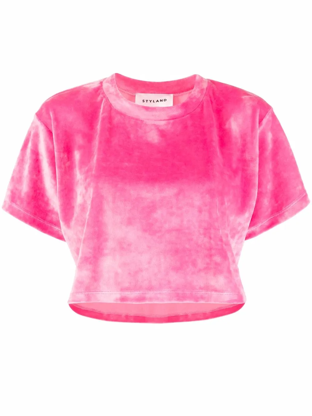 velvet-effect cropped T-shirt