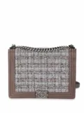 CHANEL Pre-Owned large Boy Chanel tweed shoulder bag - Brown