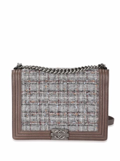 HOT SALE CHANEL large Boy Chanel tweed shoulder bag Women