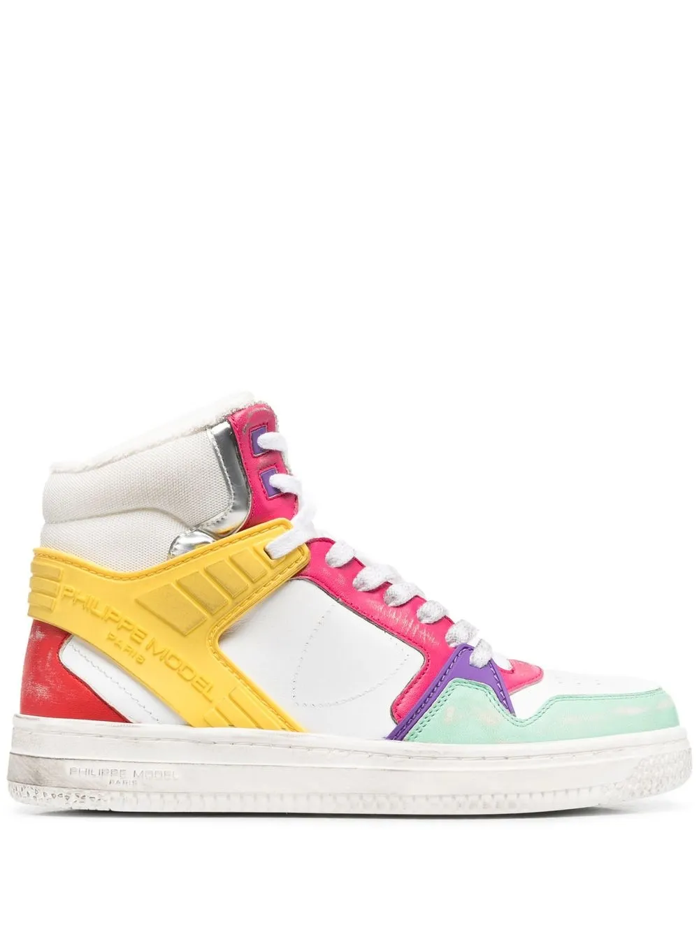 

Philippe Model Paris tenis altos con color block - Blanco