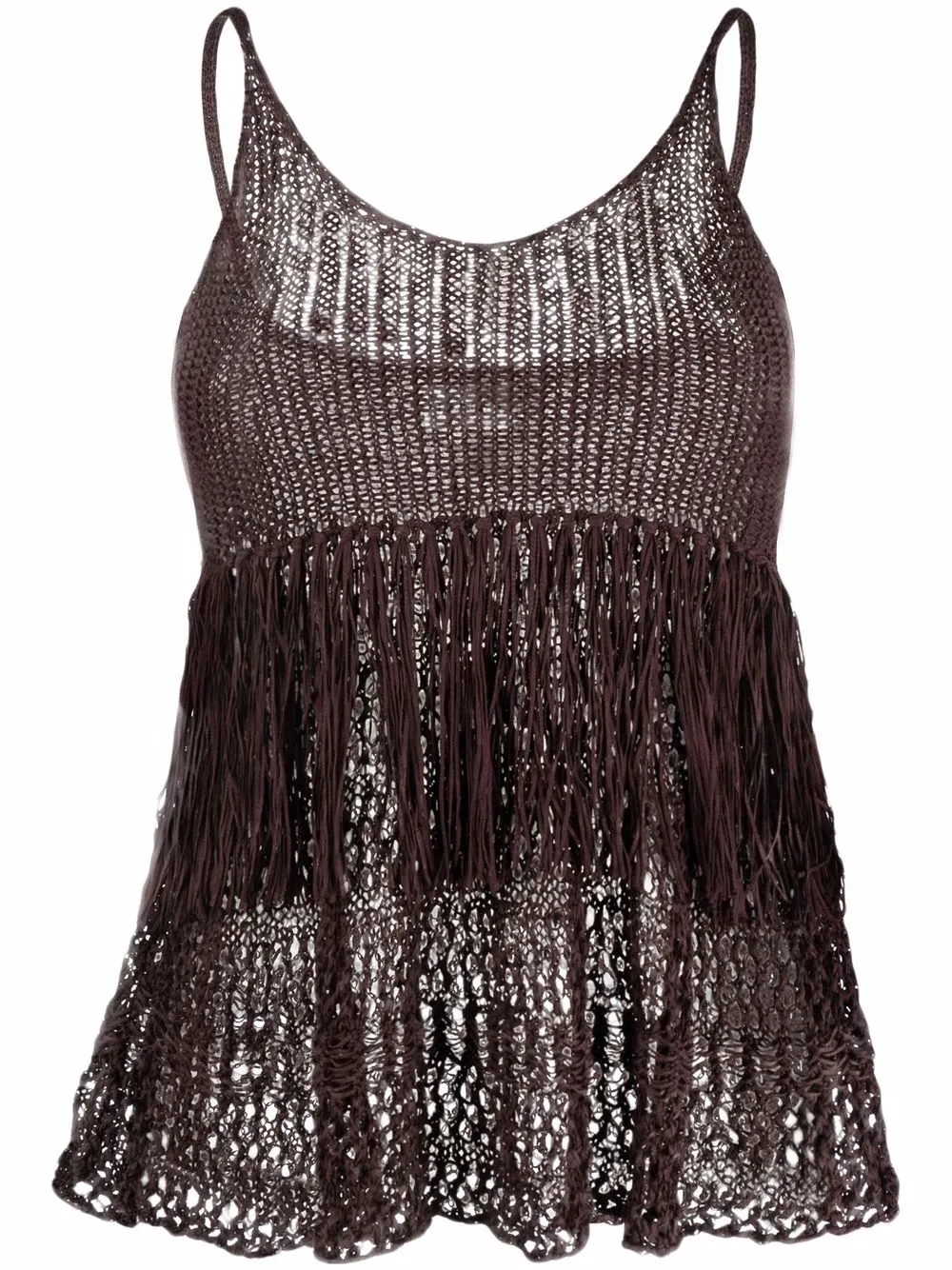 

P.A.R.O.S.H. tassel-trim knit vest top - Brown