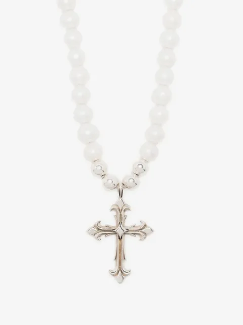 Emanuele Bicocchi Pearl Necklace With Cross 