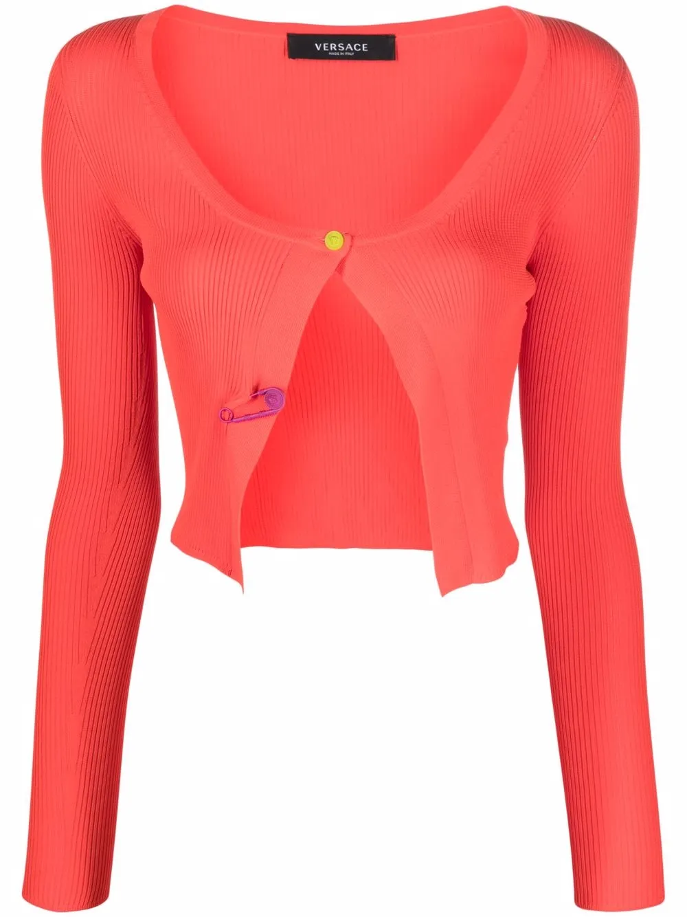 

Versace safety pin-embellished cardigan - Orange