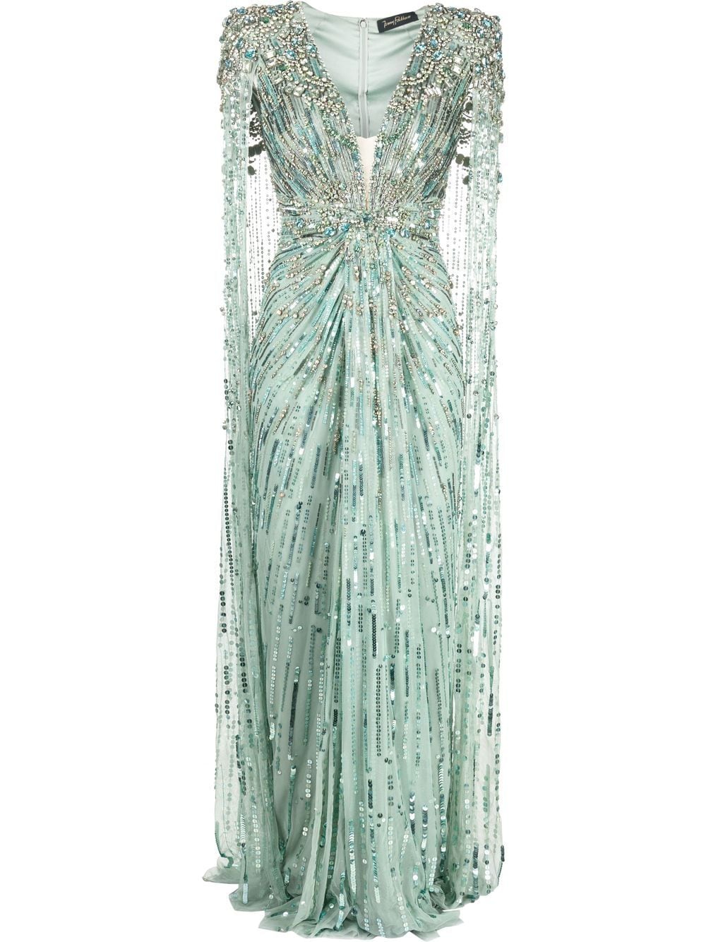 Image 1 of Jenny Packham Lotus Lady sequin-embellished cape gown