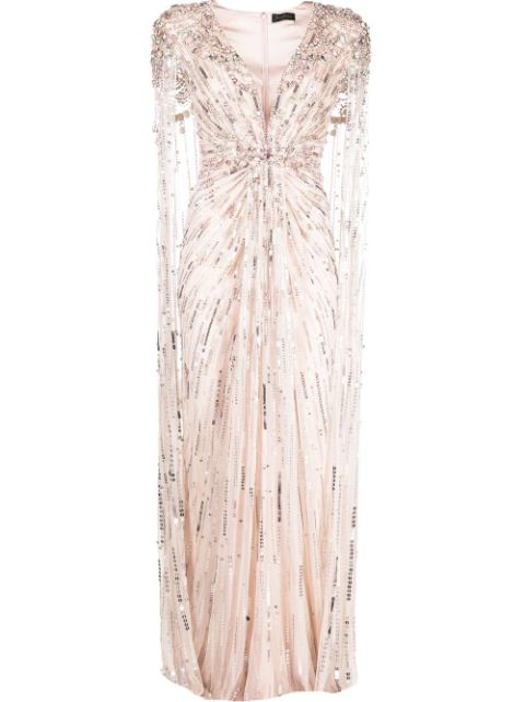 Jenny Packham Lotus Lady sequin-embellished cape gown Women