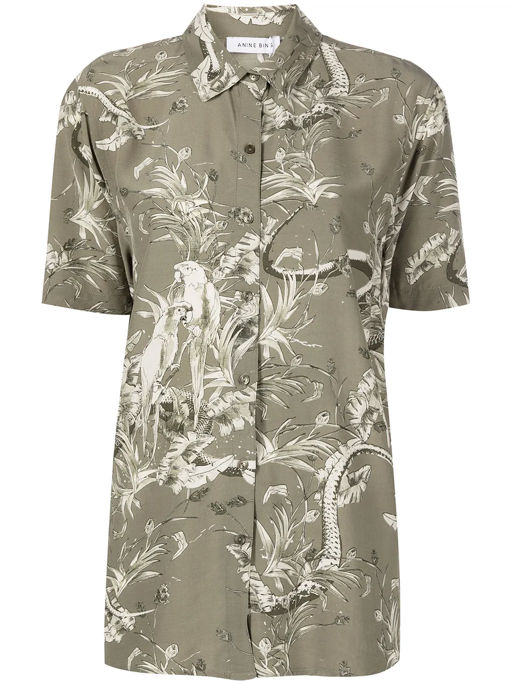 ANINE BING BRUNI TROPICAL-PRINT SHORT-SLEEVE SHIRT