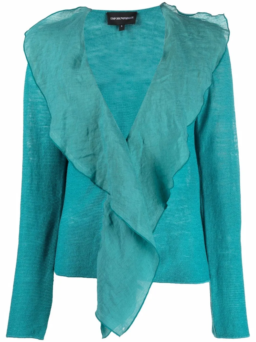 

Emporio Armani ruffle-trim cardigan - Blue