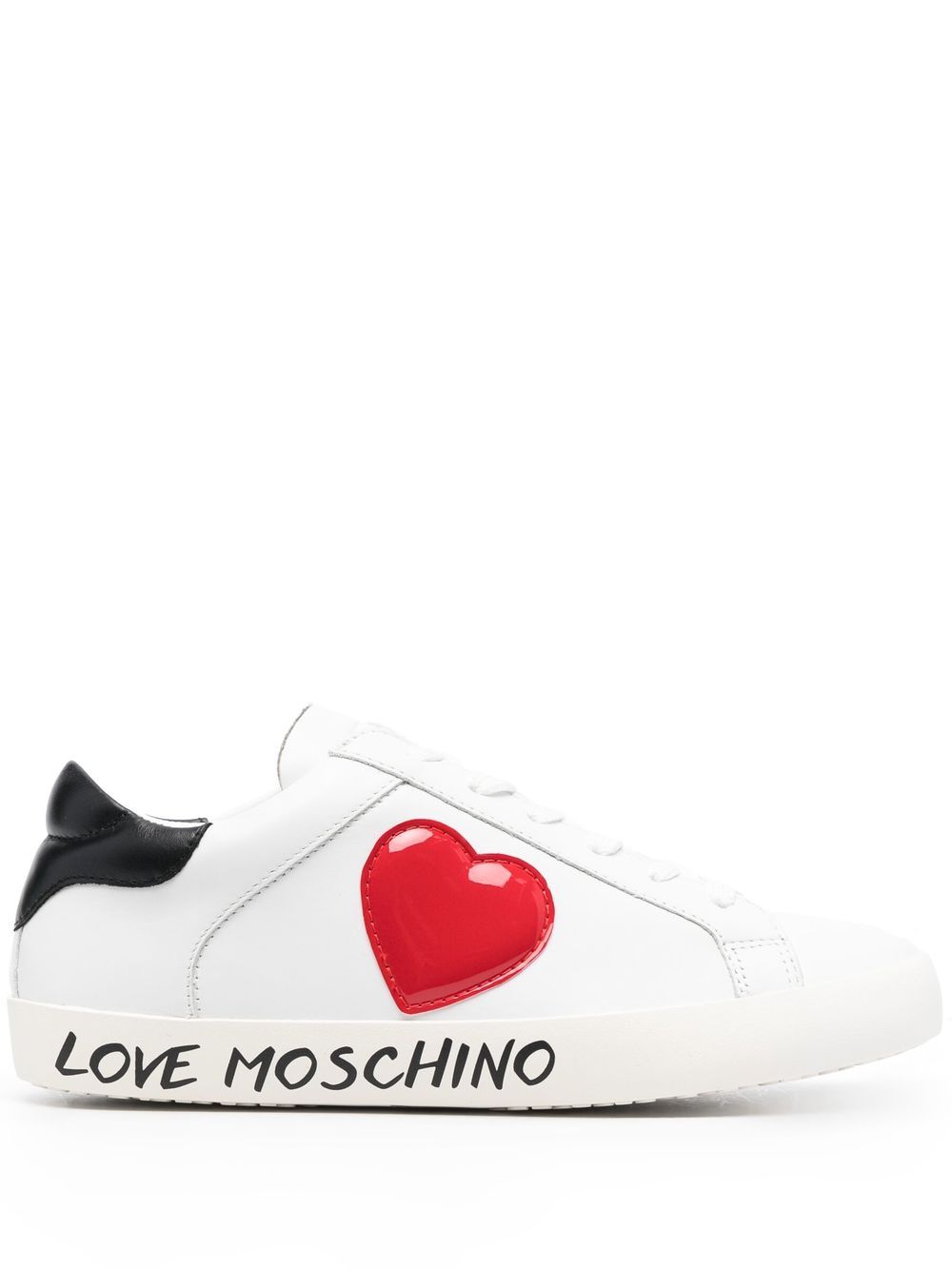 

Love Moschino tenis con parche de corazón - Blanco