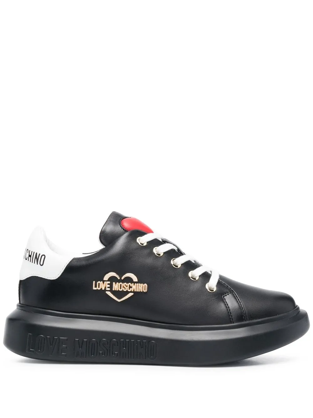 

Love Moschino tenis con agujetas y logo estampado - Negro