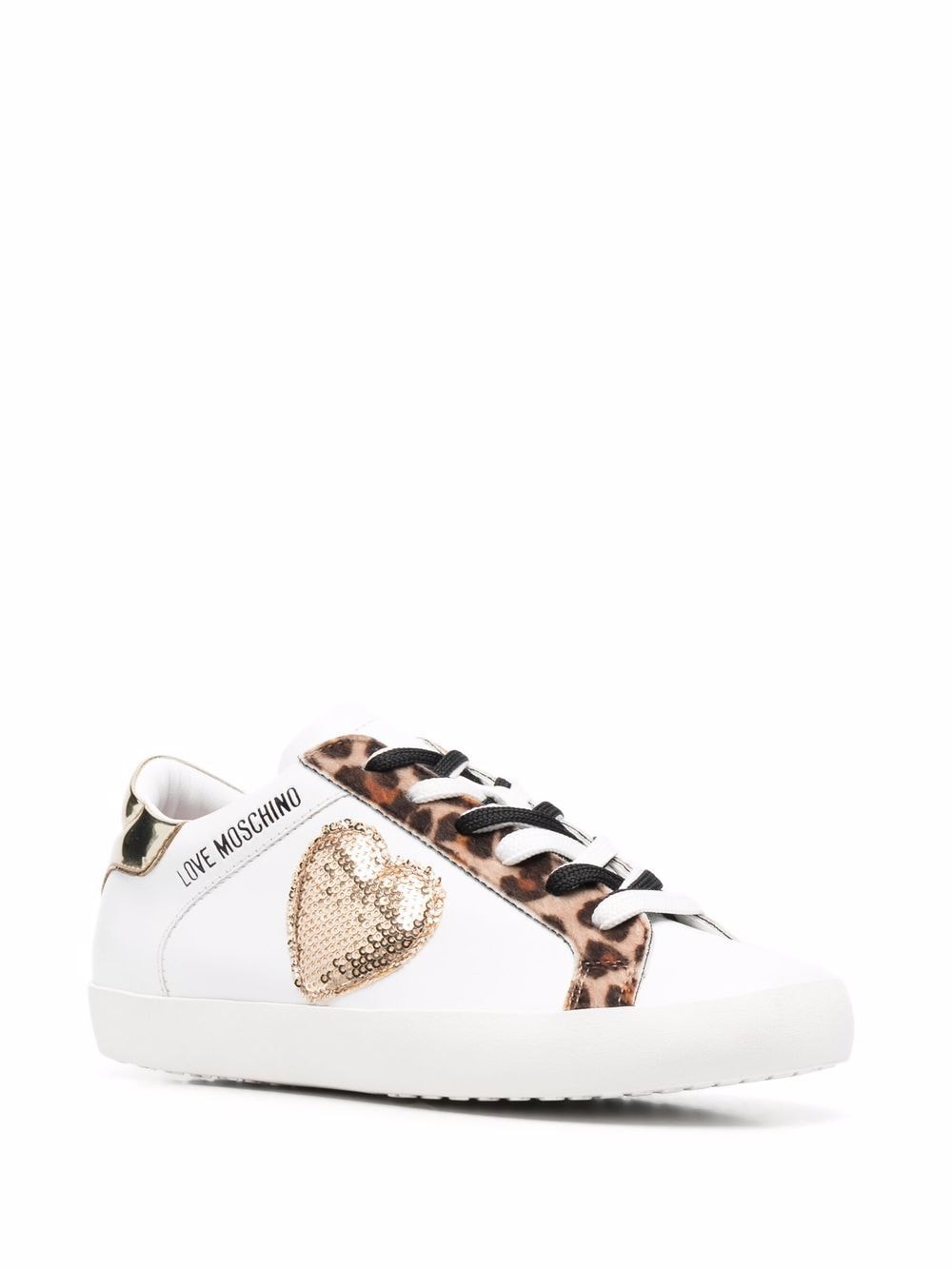 Love Moschino sneakers met pailletten - Wit