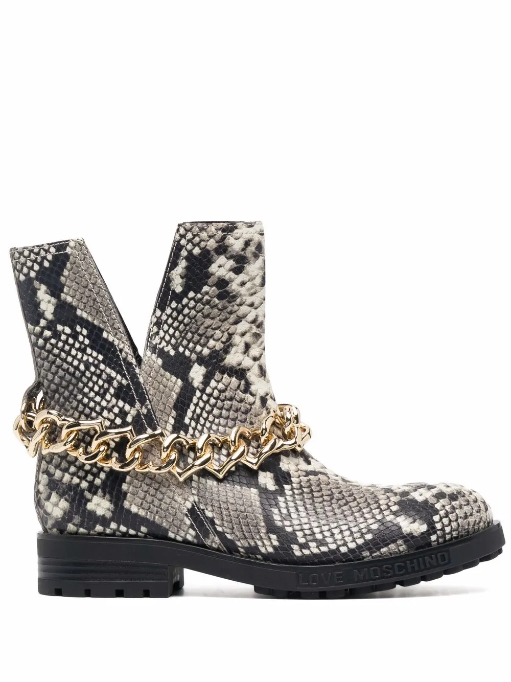 

Love Moschino chain-link detail boots - Neutrals