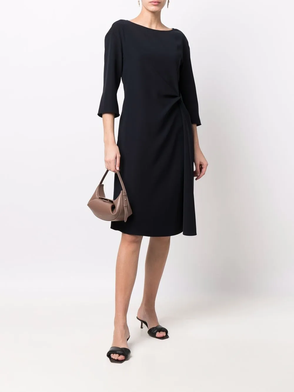 Emporio Armani Midi-jurk met gesmockt detail - Blauw