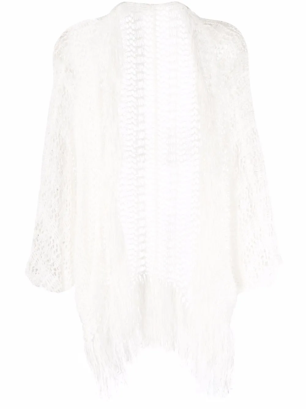 

P.A.R.O.S.H. frayed-trim crochet cardigan - White