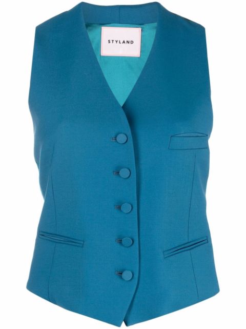 STYLAND V-neck button-front waistcoat