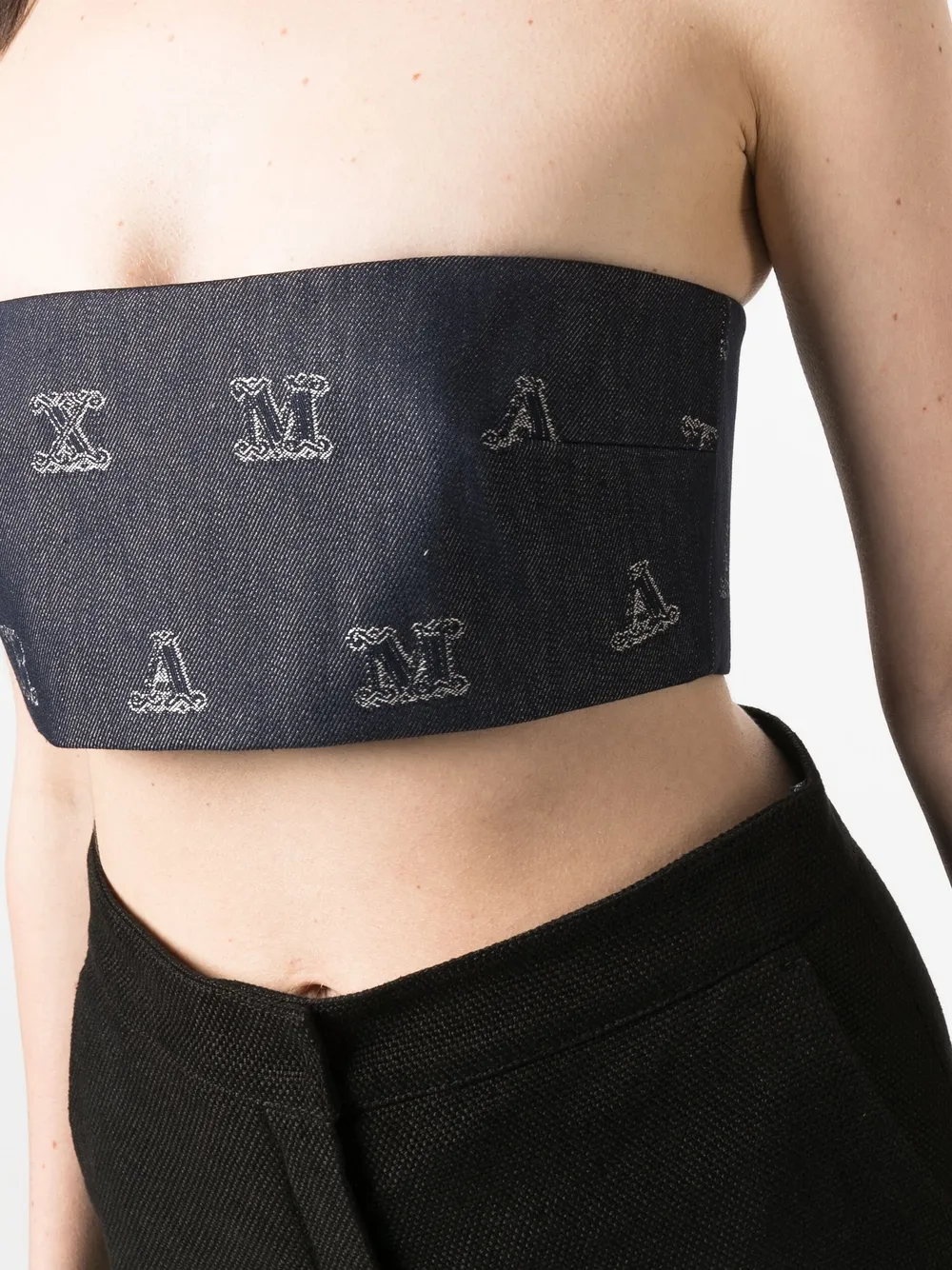 Max Mara Maxmaragram Jacquard Crop Top In 蓝色