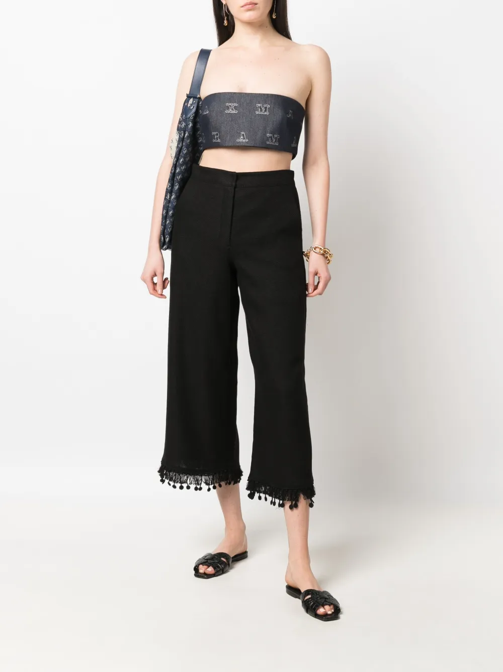 Max Mara Maxmaragram Jacquard Crop Top In 蓝色