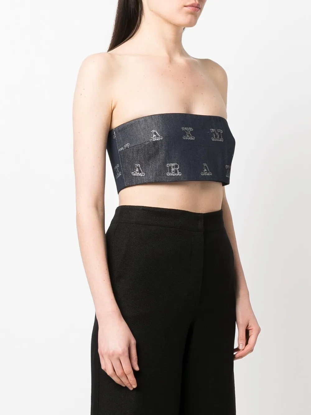Max Mara Maxmaragram Jacquard Crop Top In 蓝色