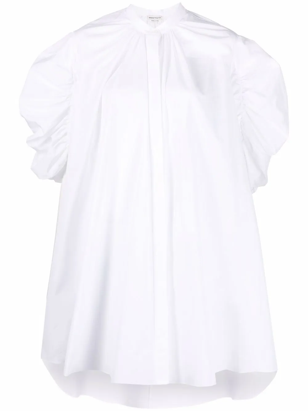 puff-sleeve cotton shirt dress