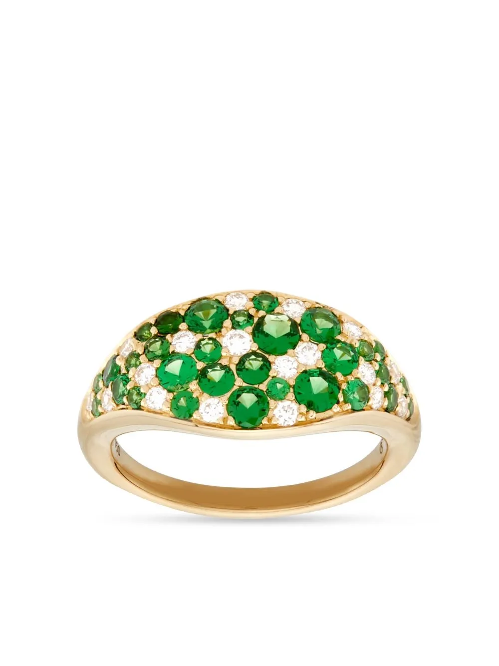 

Raphaele Canot 18kt yellow gold tsavorite and diamond signet ring