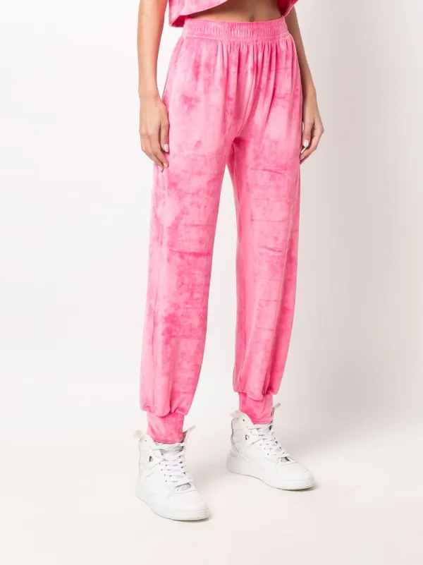 Styland Velvet Tie-Dye Track Pants - Pink