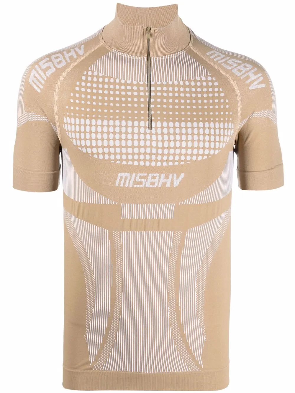 

MISBHV logo-print half-zip top - Neutrals