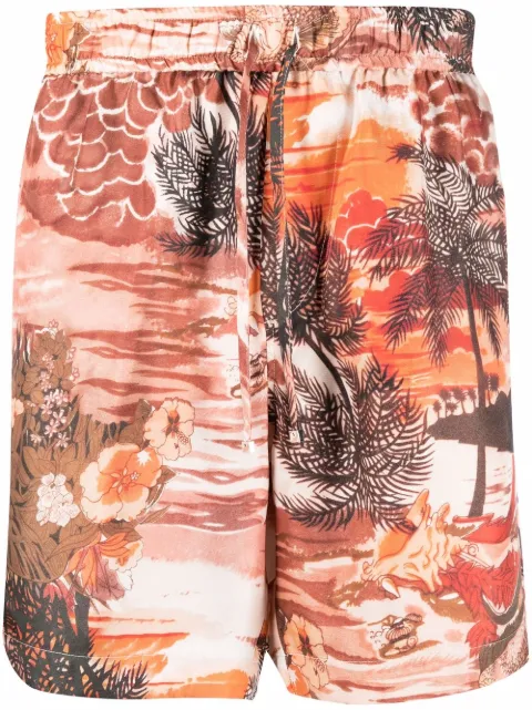 AMIRI patterned silk drawstring shorts