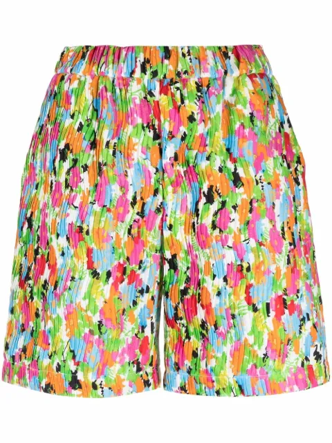 MSGM abstract-print pleated shorts