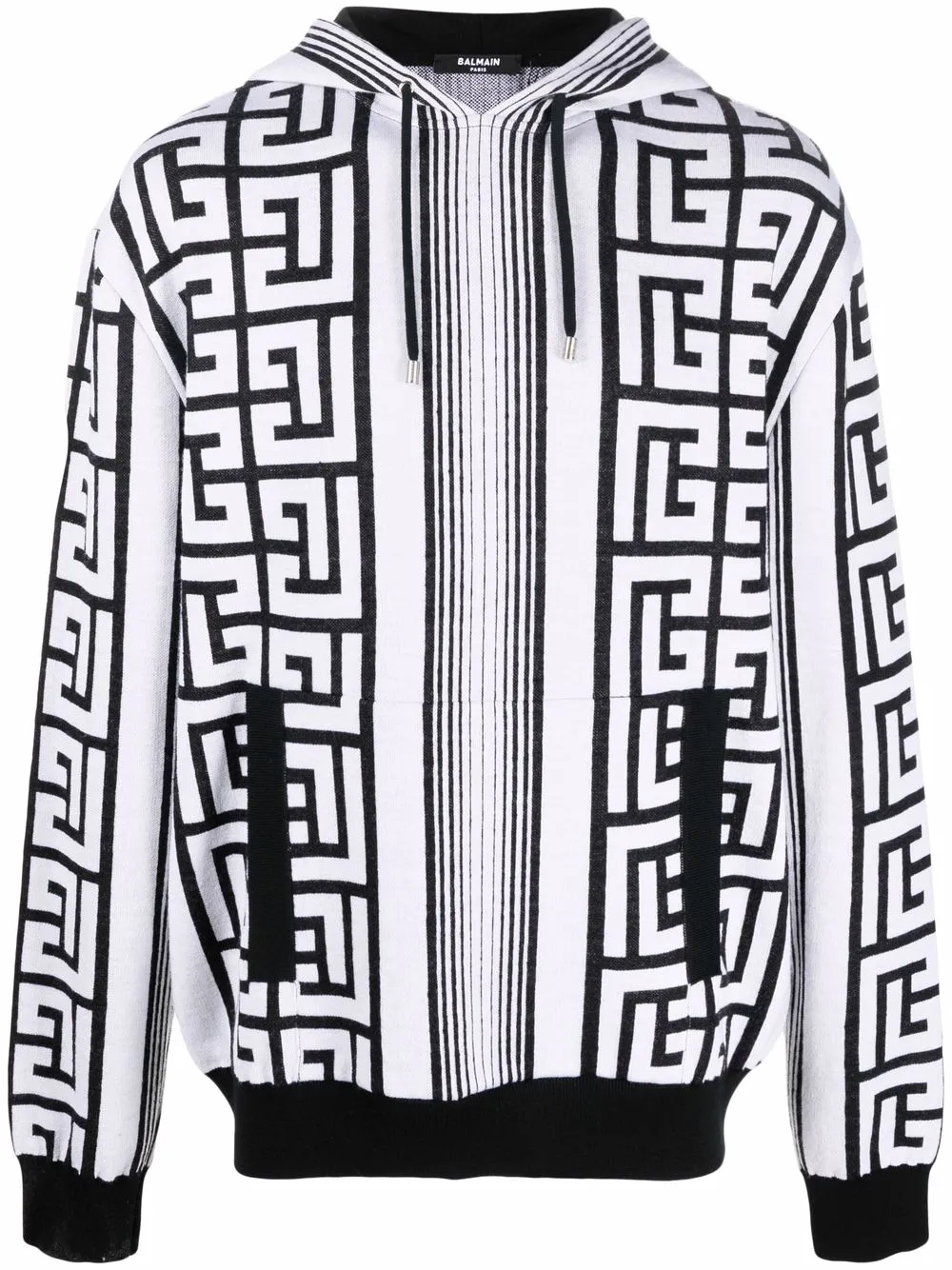 

Balmain hoodie tejido con monograma - Negro