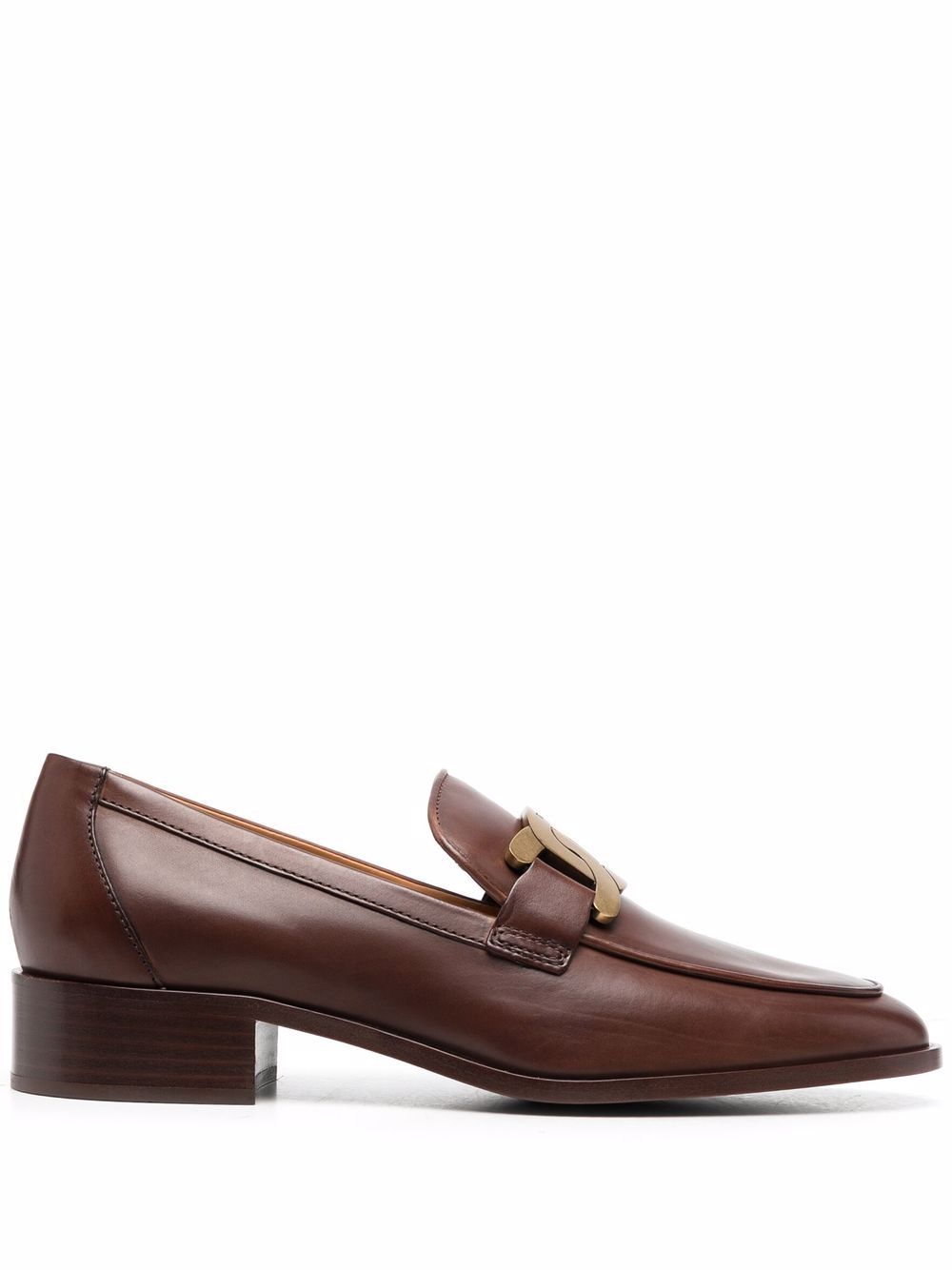 Tod's chain-detail leather loafers - Brown