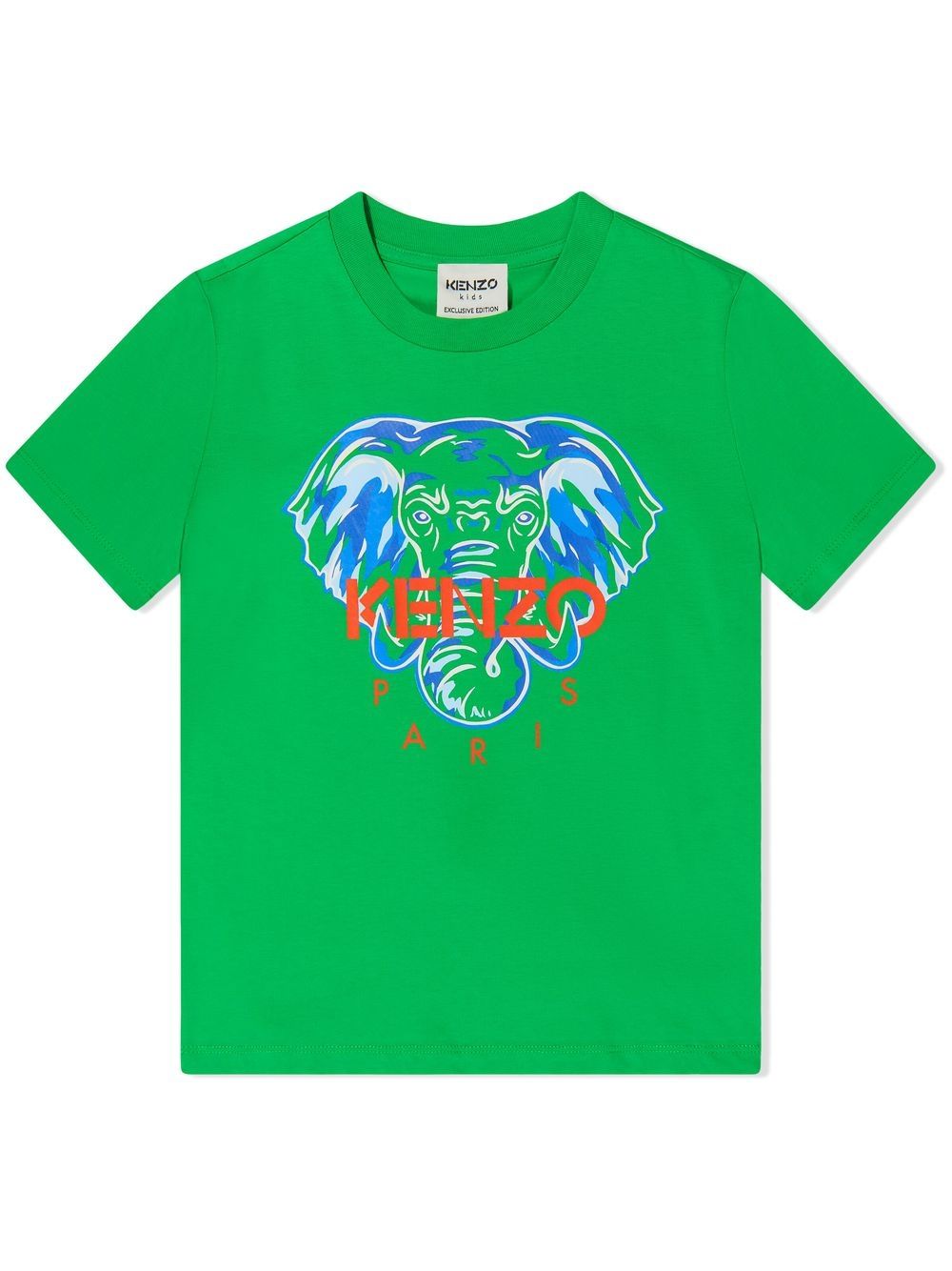 Kenzo Kids' Logo Print Crew Neck T-shirt In Green