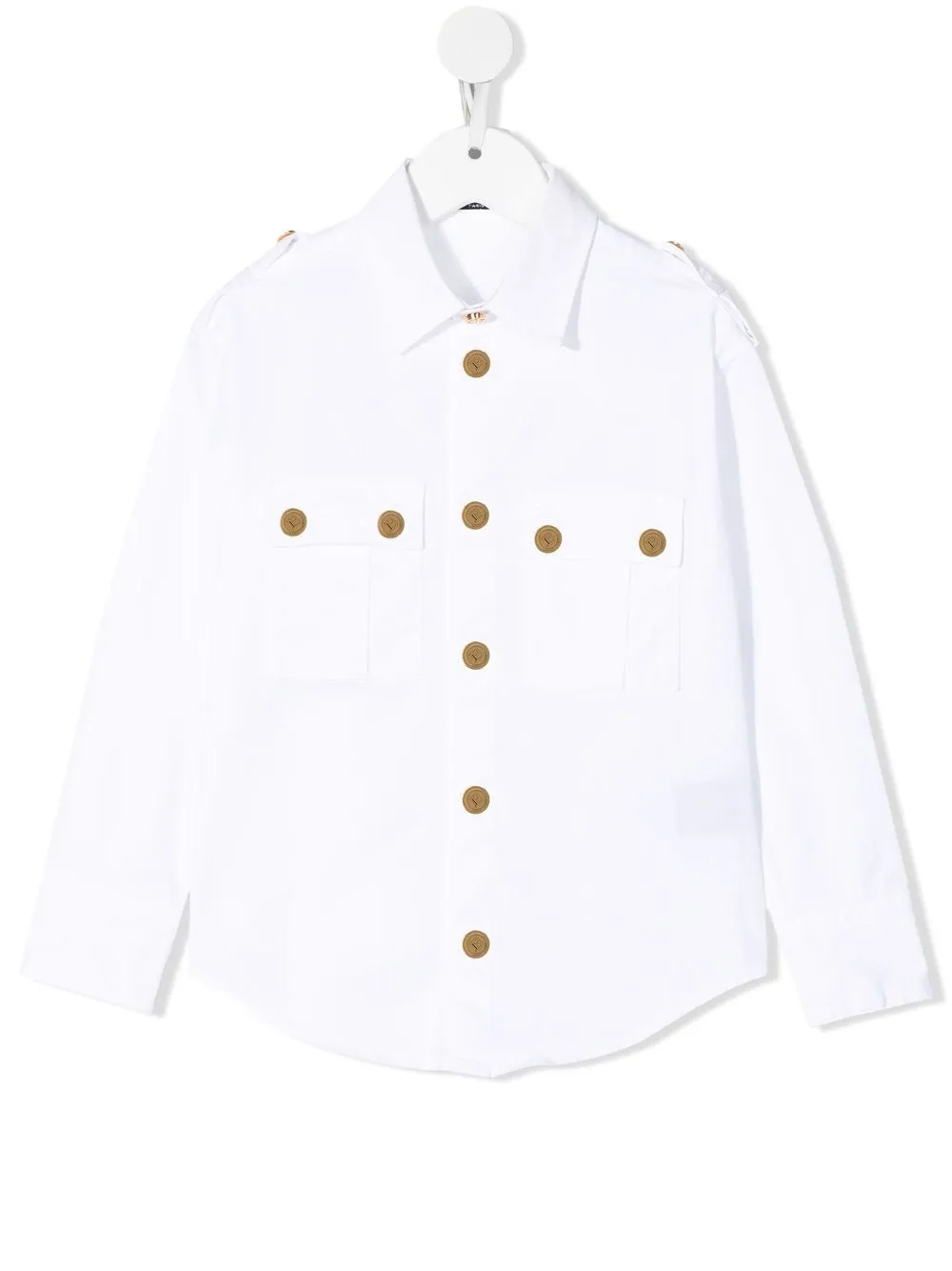 

Balmain Kids camisa con botones del logo - Blanco