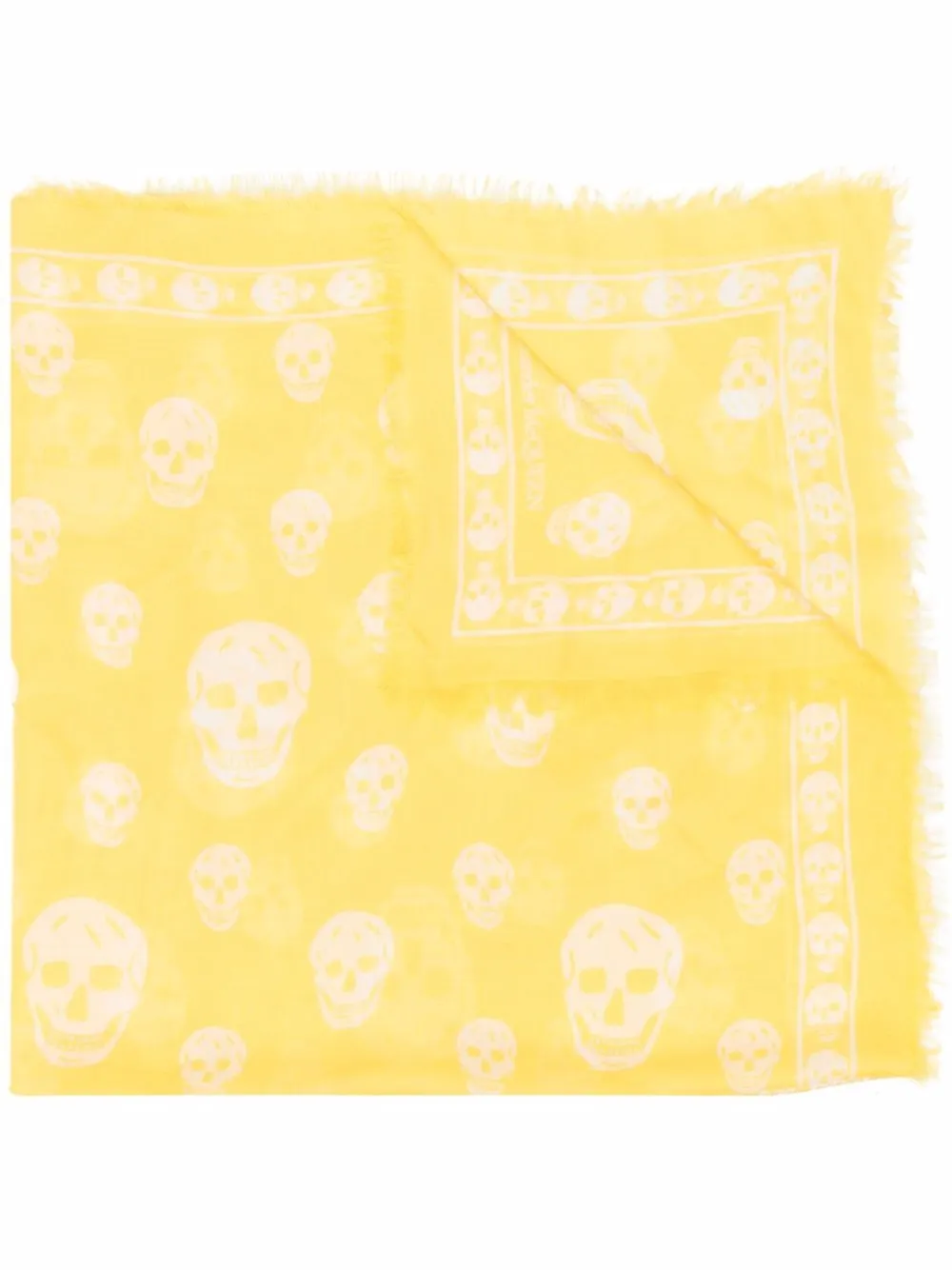 Alexander McQueen mascada con motivo Skull - Amarillo