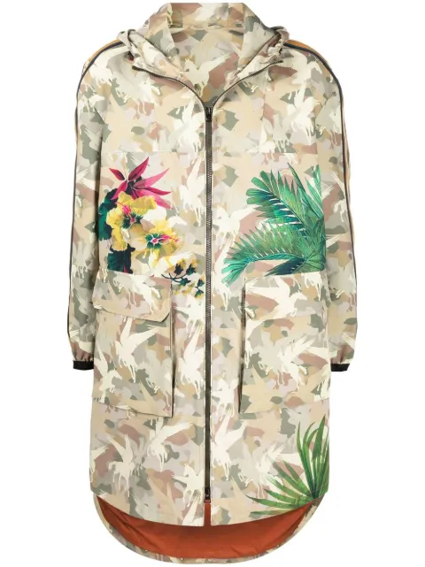 floral camouflage-print coat