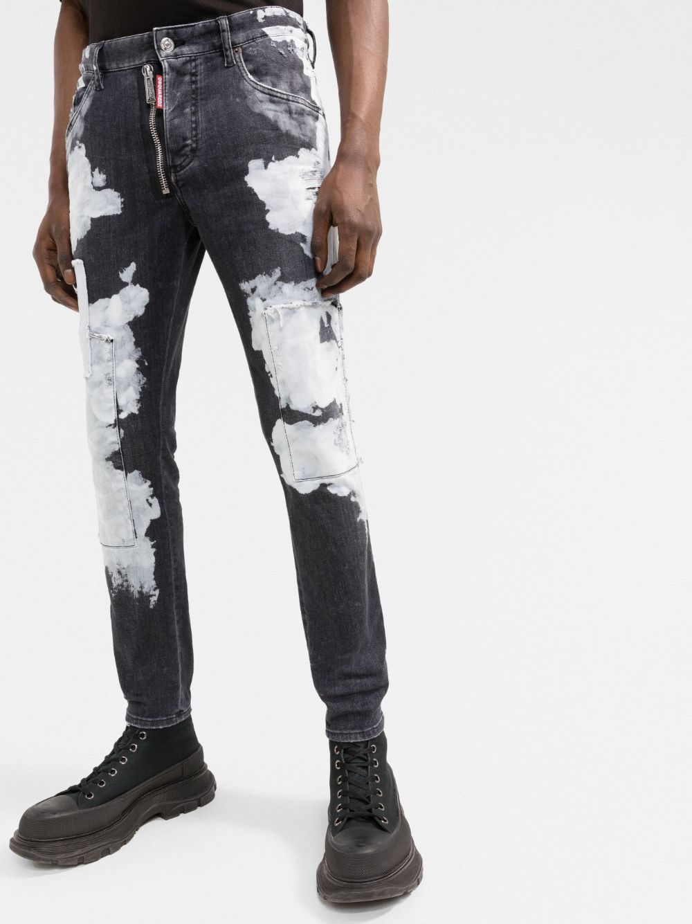 DSQUARED2 distressed paint splatter skinny jeans Men