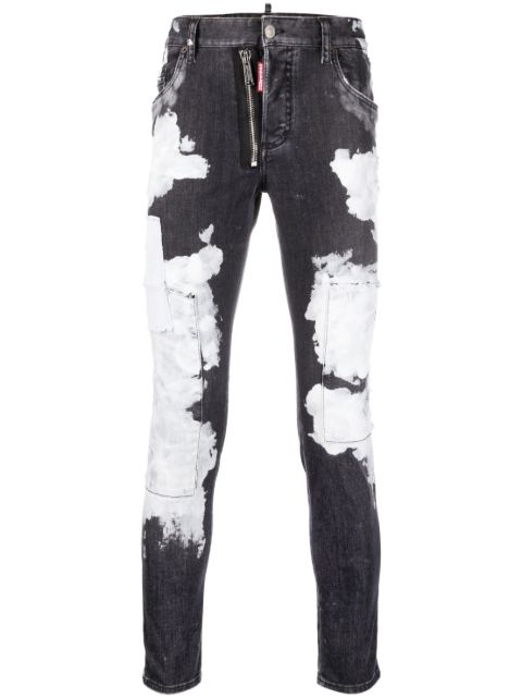 DSQUARED2 distressed paint splatter skinny jeans Men