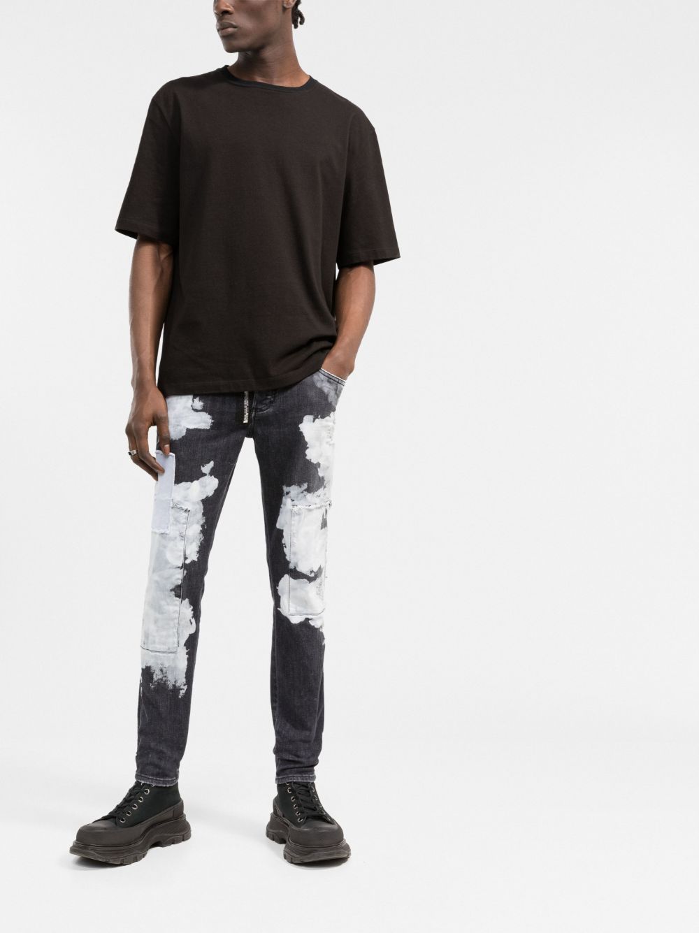 DSQUARED2 distressed paint splatter skinny jeans Men