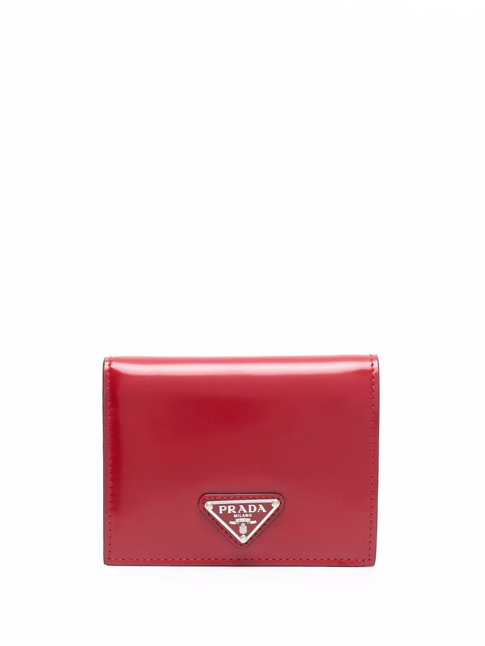 Prada logo plaque leather wallet | Red | Image 1