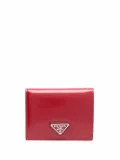 Prada logo plaque leather wallet - Red